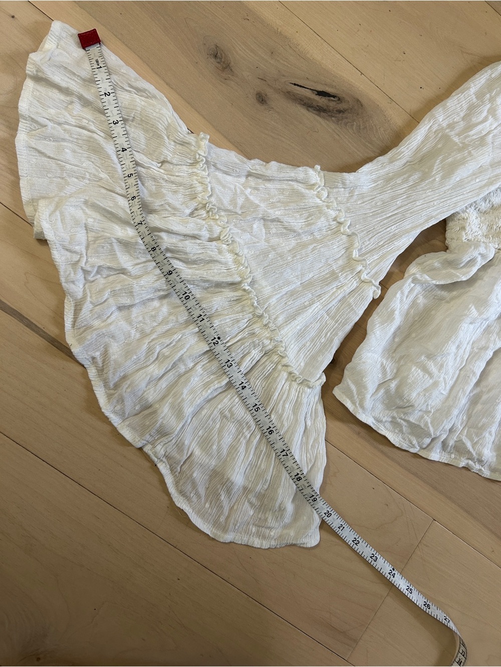 American Eagle Outfitters Bell Sleeve Smocked Top Boho Festival Size M White - Picture 6 of 12